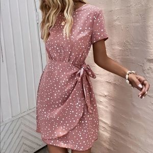 SHEIN Polka Dot Print Wrap Hem Dress
